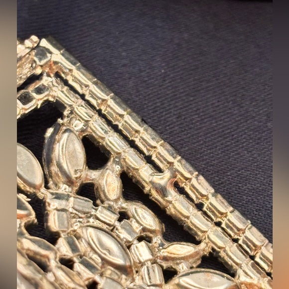 1950s GLAMOUR! Large Rectangular Marquise Rhinestone Brooch - Picture 12 of 16